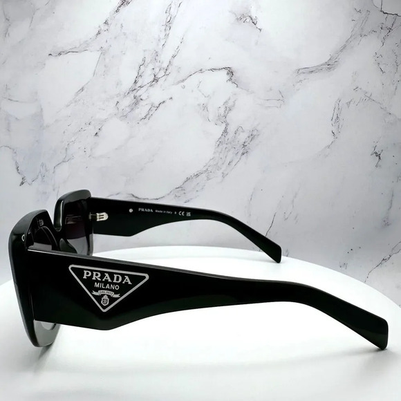 Prada Sunglasses Black Square Oversized Triangle Logo Italy Gradient Lens - Picture 7 of 16